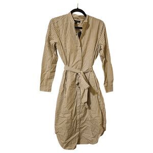 BANANA‎ REPUBLIC Striped Organic Cotton Belted Shirt Dress NWT - Size XS